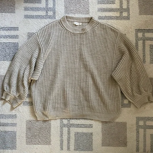 Micaela Greg Waffle Sweater in Aloe Sz M - Picture 2 of 5
